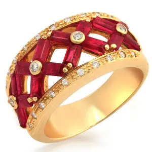 Ruby And Diamond Ring, 18k Yellow Gold