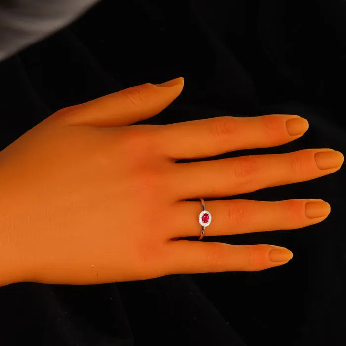 Ruby and Diamond Ring in 14k White Gold .37ct