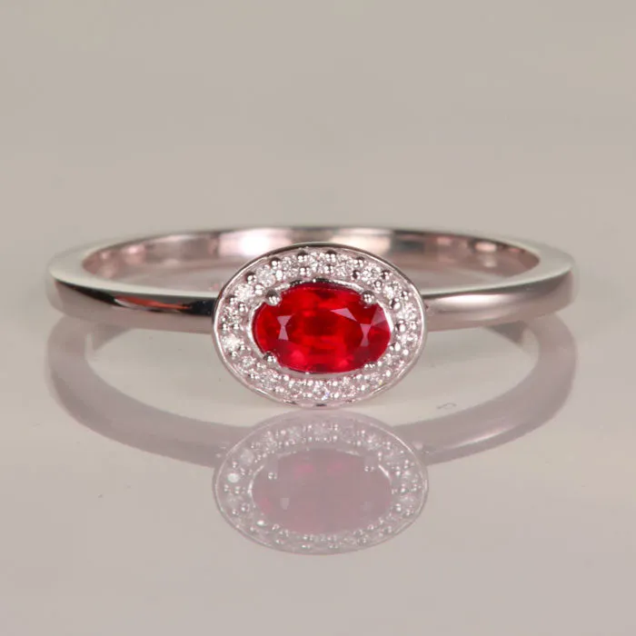 Ruby and Diamond Ring in 14k White Gold .37ct
