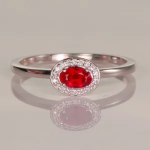 Ruby and Diamond Ring in 14k White Gold .37ct