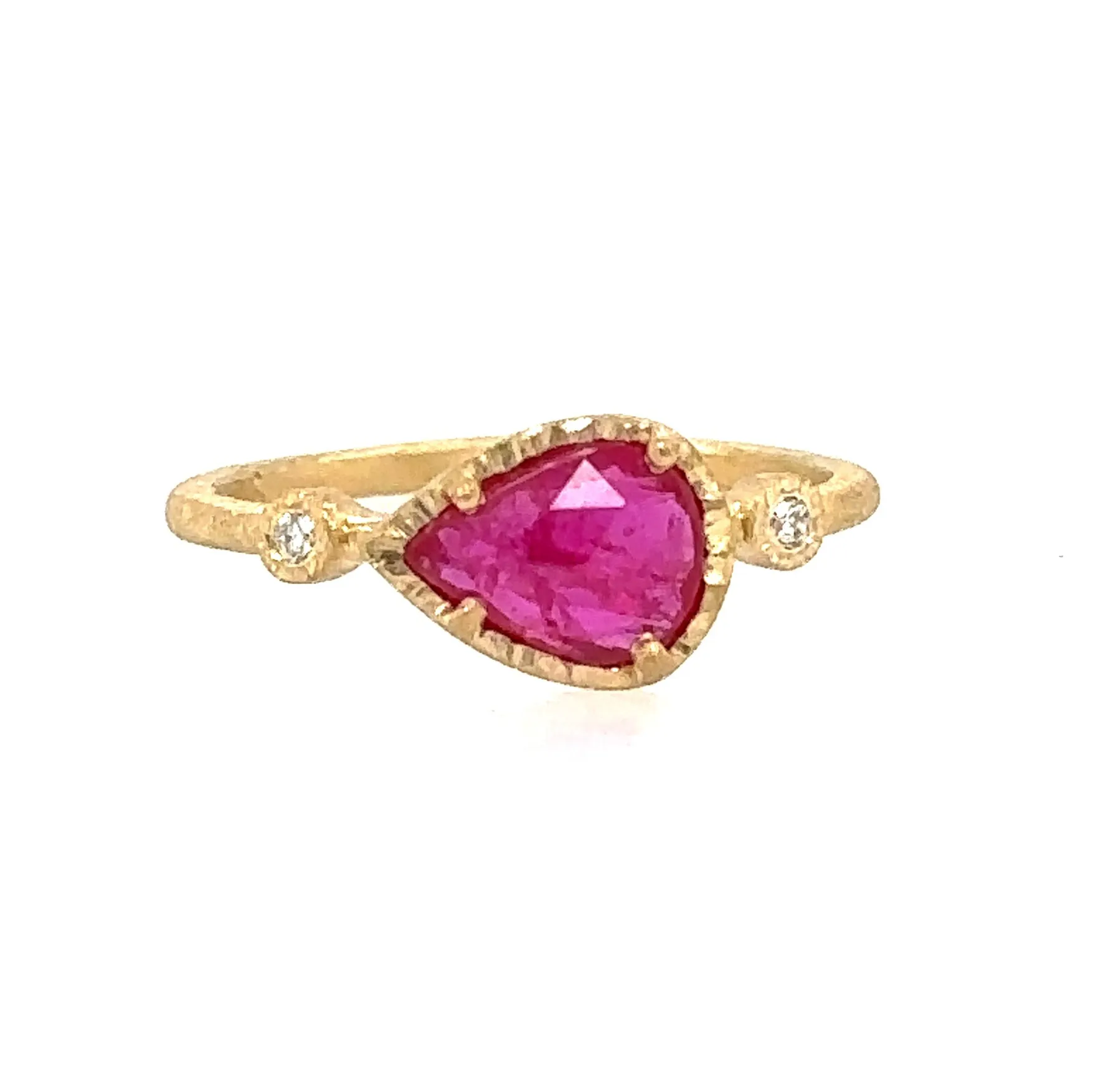 Ruby Pear   Diamond Muguet Ring