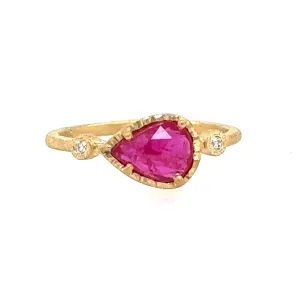 Ruby Pear   Diamond Muguet Ring