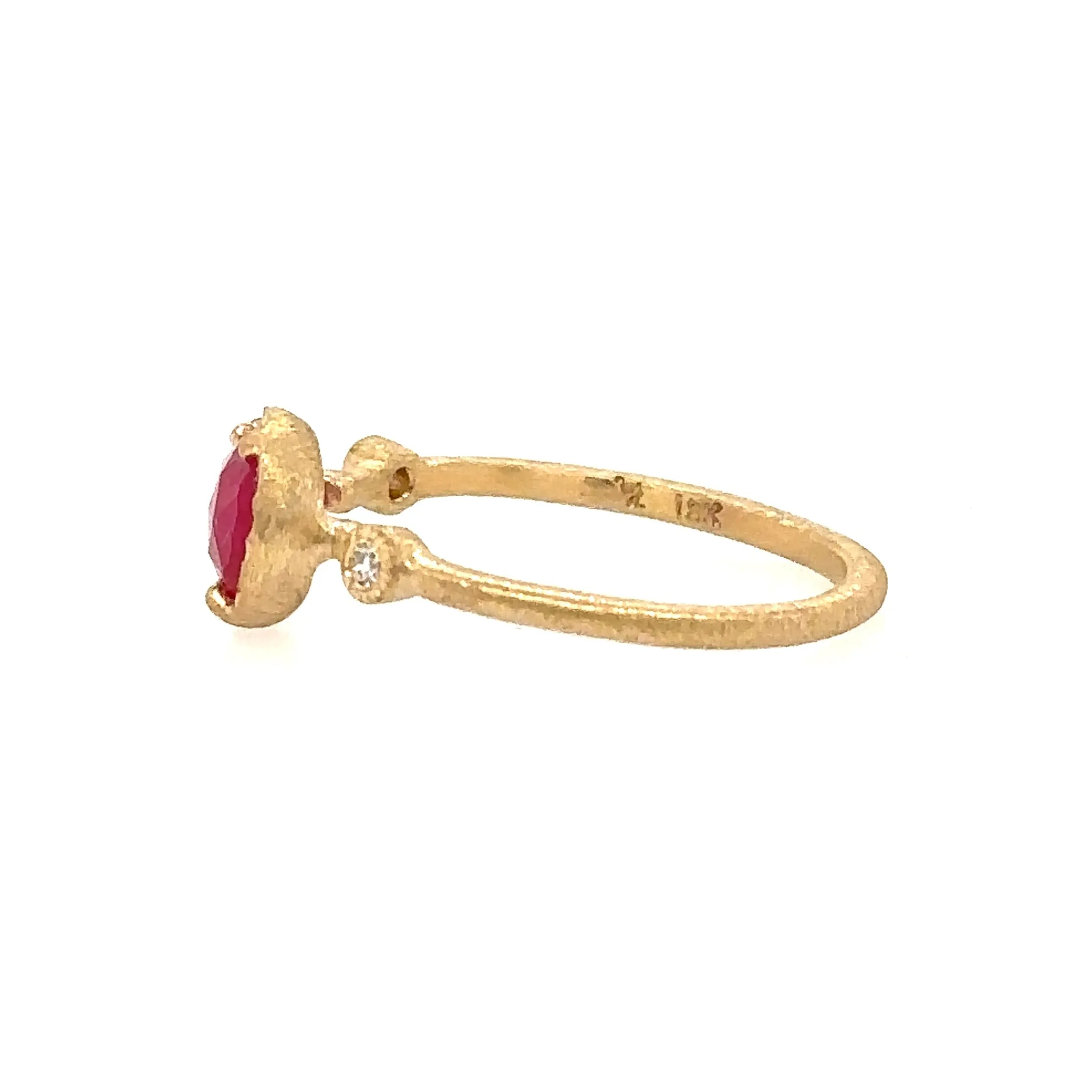Ruby Pear   Diamond Muguet Ring