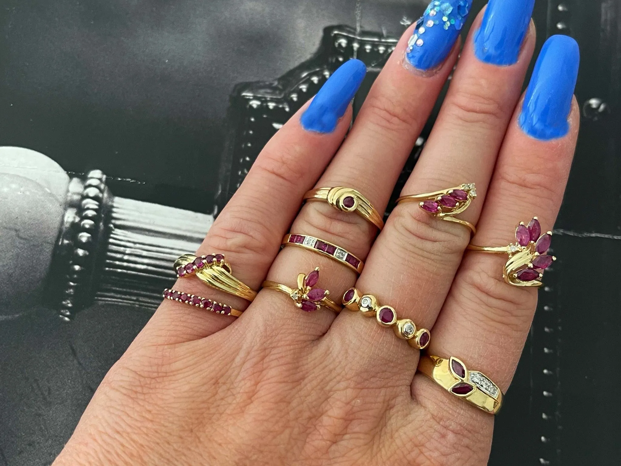 Ruby Swirl Band Ring in 14k Yellow Gold
