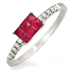 Ruby with Diamond Accents Ring, 18k White Gold