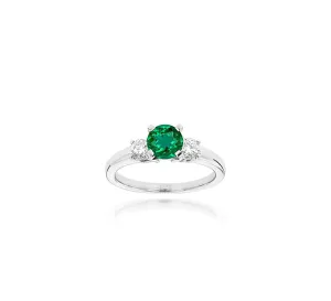 Sabel Collection 14K White Gold Emerald and Diamond Three-Stone Ring