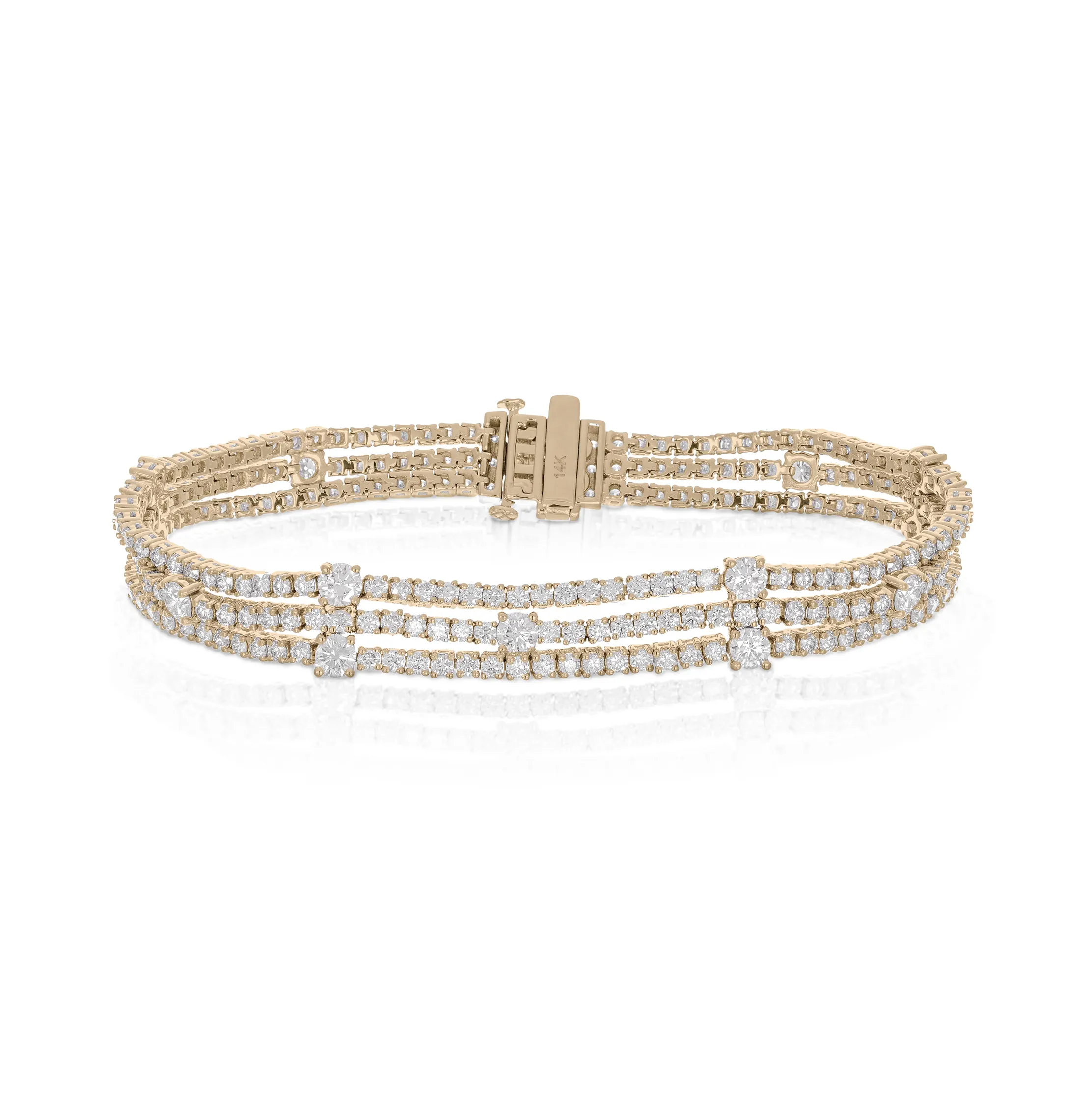 Sabel Collection Yellow Gold 3 Row Tennis Bracelet