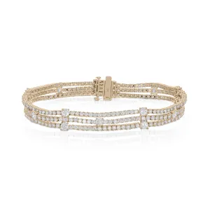 Sabel Collection Yellow Gold 3 Row Tennis Bracelet