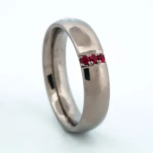 SALE RING - Titanium, Pave Ruby Accents - Size 12
