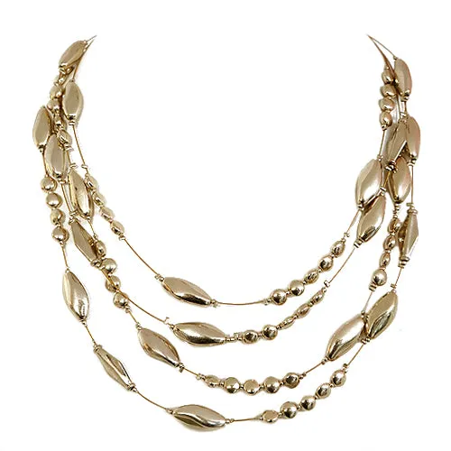 SC31598 Gold Metal Bead Illusion Necklace (AD8)