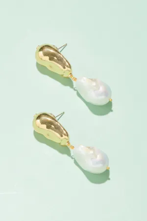 Serene Gold and Pearl Drop Earrings