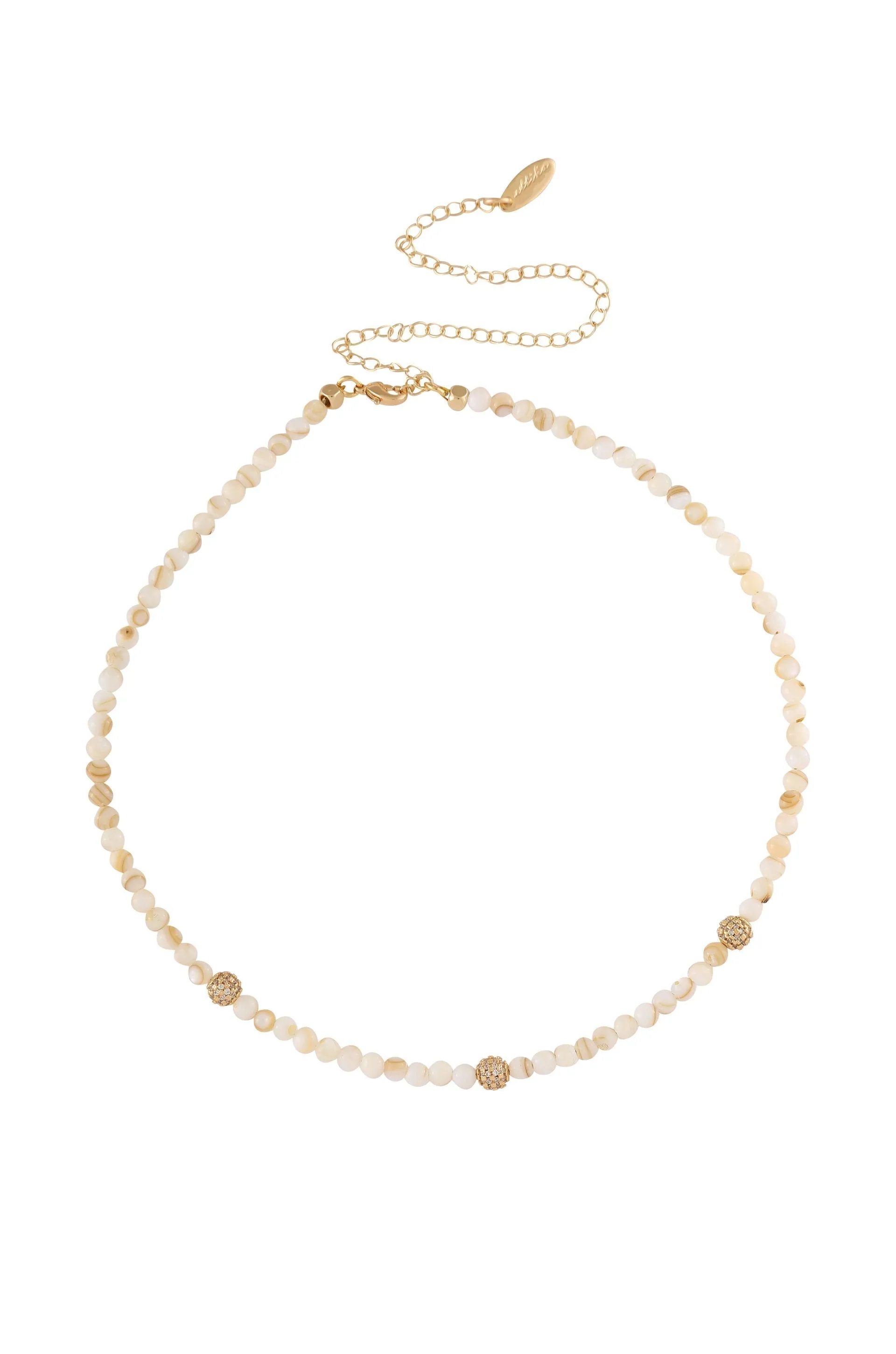 Shell Bead and Crystal Lariat Necklace Set