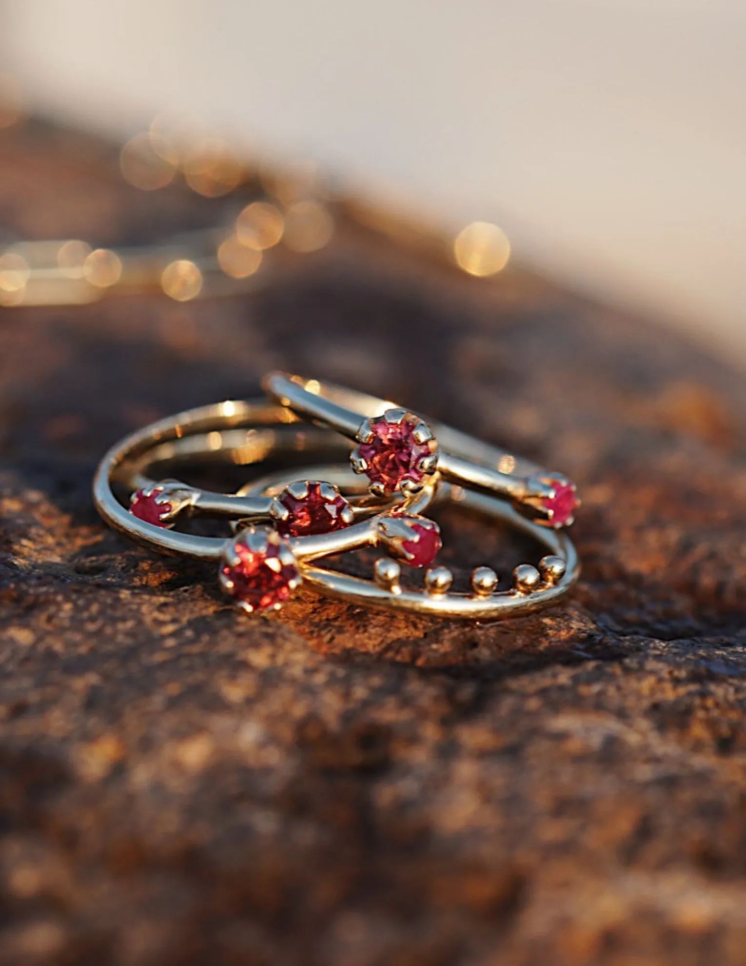 Siamese Rhodolite ring <br>Solid gold