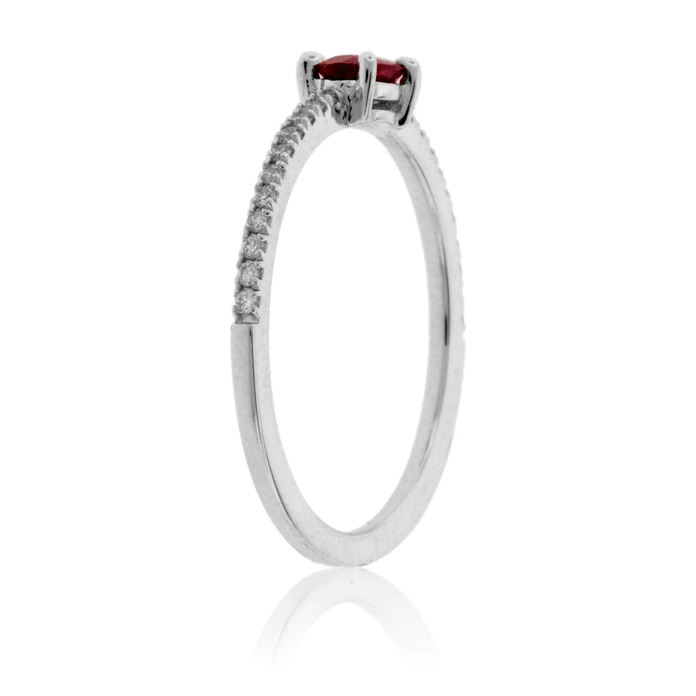 Sideways Oval Ruby and Diamond Shank Ring
