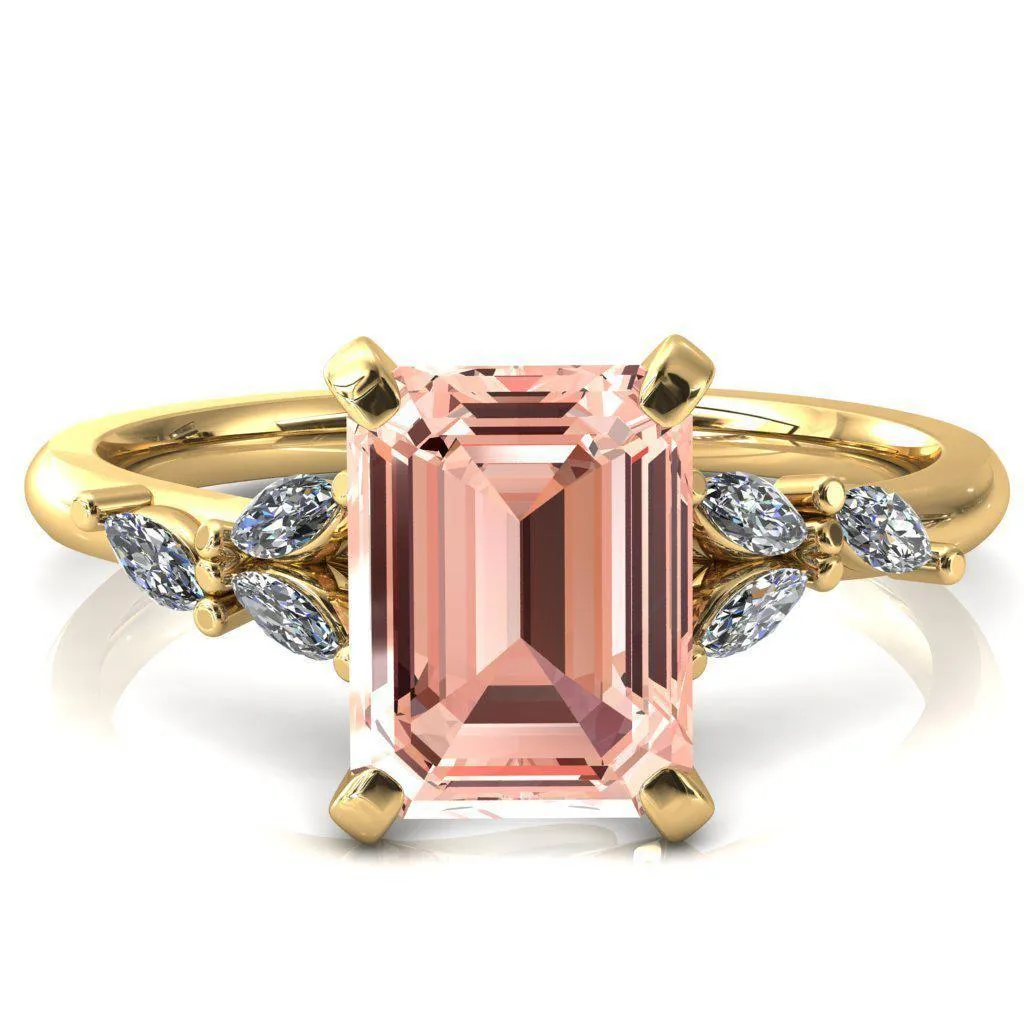 Sigrid Emerald Champagne Sapphire 4 Prong Marquise Diamond Side Ring