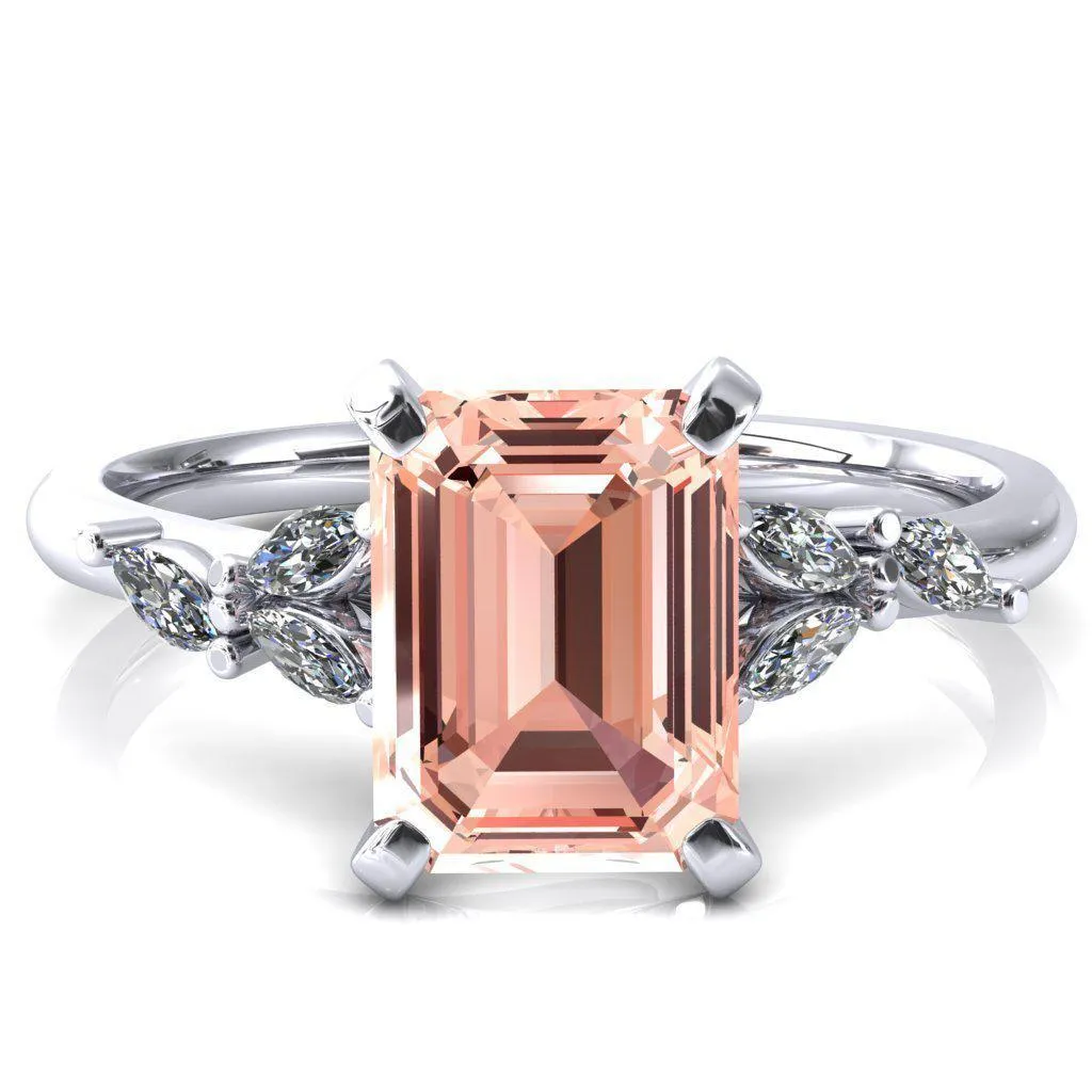 Sigrid Emerald Champagne Sapphire 4 Prong Marquise Diamond Side Ring