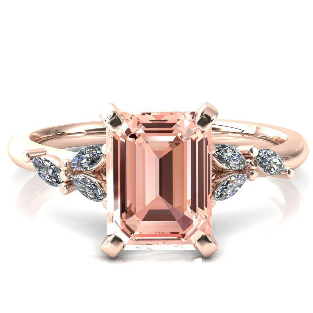 Sigrid Emerald Champagne Sapphire 4 Prong Marquise Diamond Side Ring