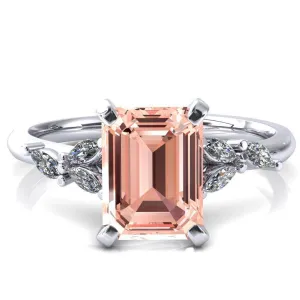 Sigrid Emerald Champagne Sapphire 4 Prong Marquise Diamond Side Ring