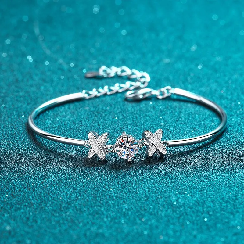 Silver Bracelet Women's Love Moissanite Bracelet
