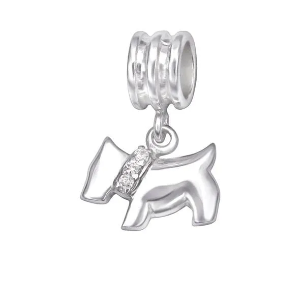 Silver Dog Charm Bead