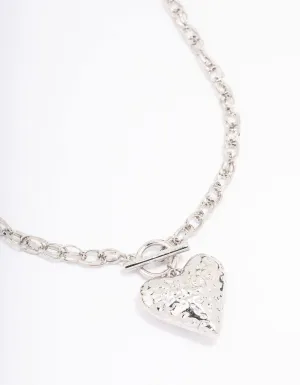 Silver Filigree Puffy Heart Necklace