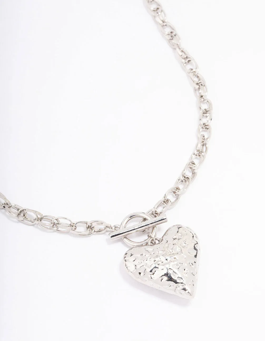 Silver Filigree Puffy Heart Necklace
