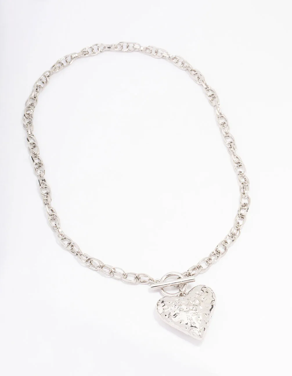 Silver Filigree Puffy Heart Necklace