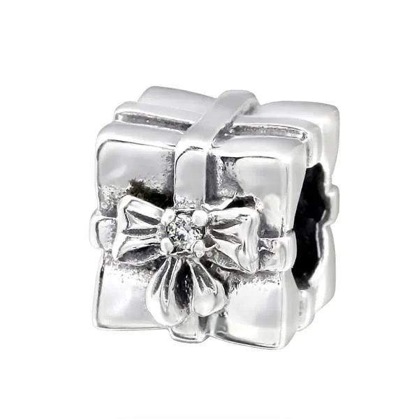 Silver Gift Present Charm Bead