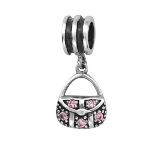 Silver Hanging Shopping Bag Charm Bead