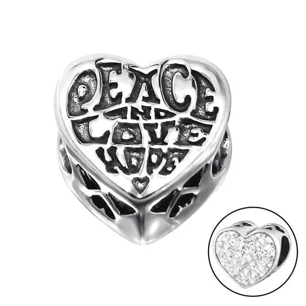 Silver Heart Love Charm Bead