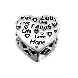 Silver Heart Love Charm Bead