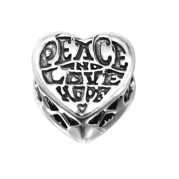 Silver Heart Love Charm Bead