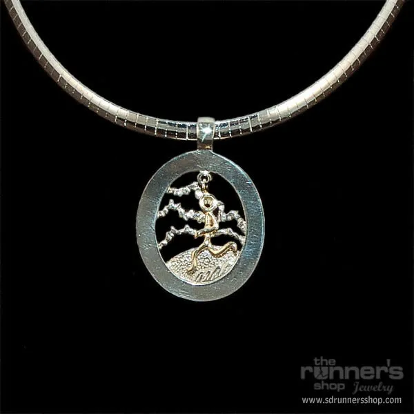 Silver Oval Hills w/ Gold "Hermes" Runner Necklace