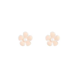 Silver Pink Daisy Stud Earrings