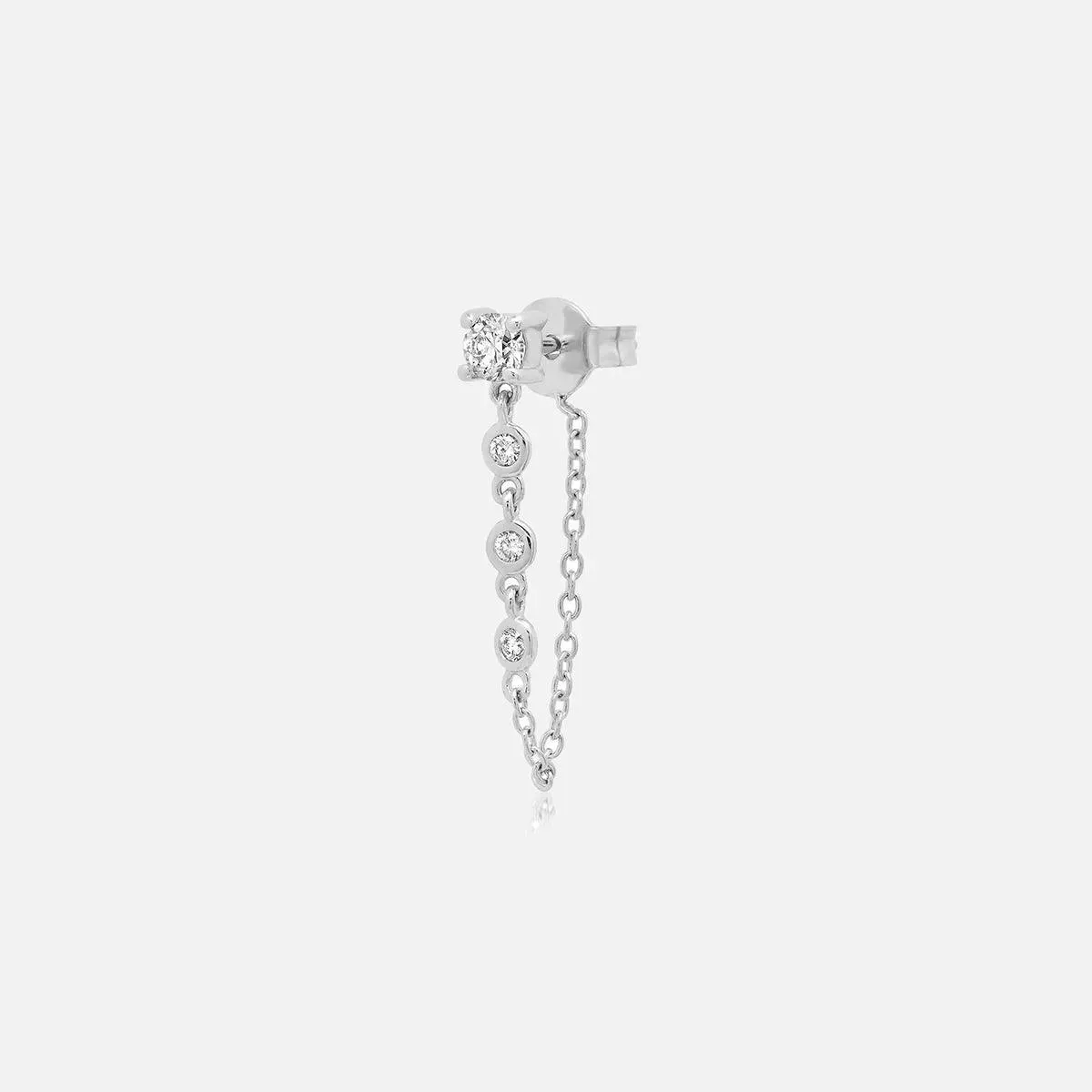 Single Diamond Stud with Diamond Chain