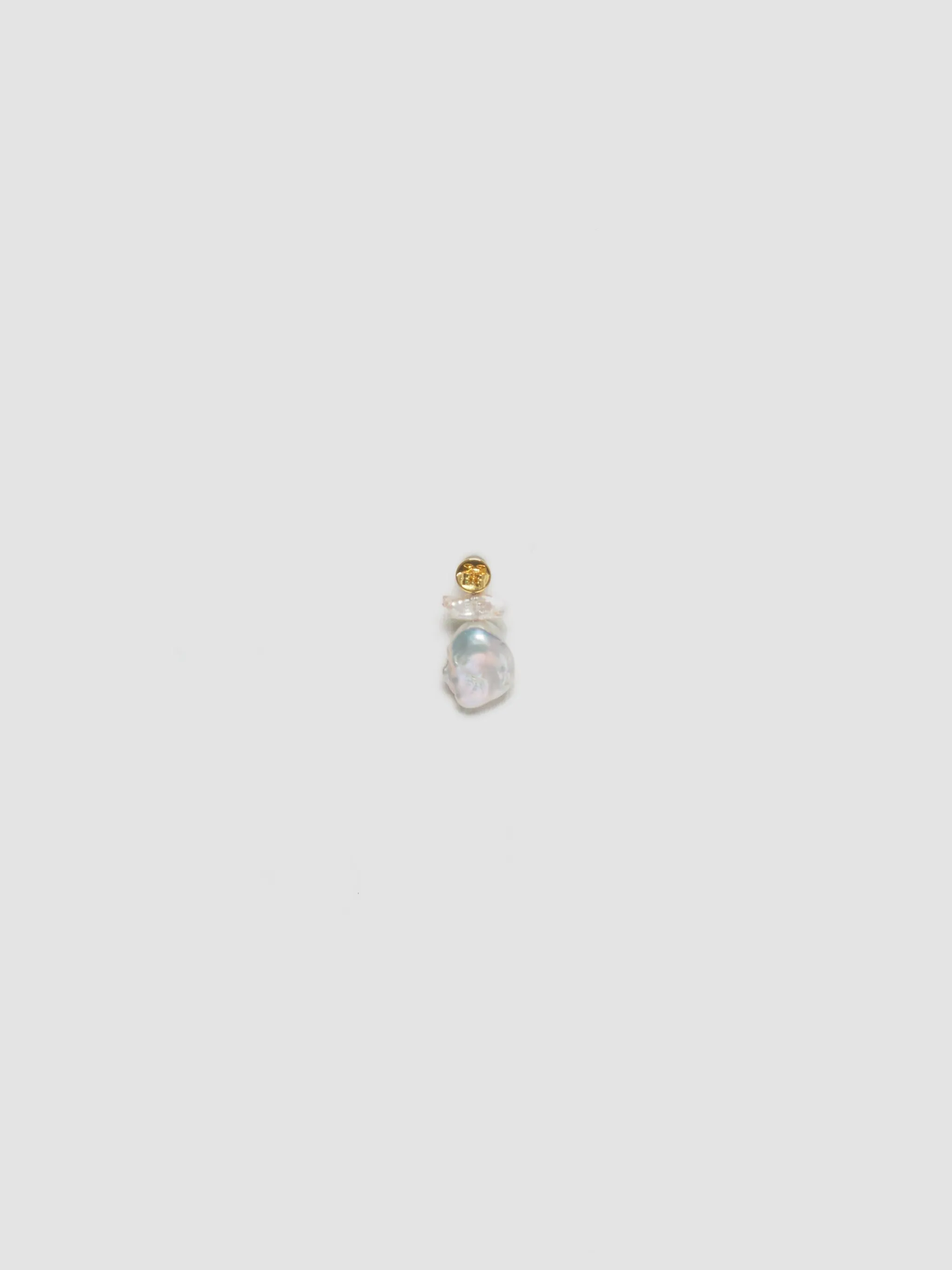 Single Stacked Baroque Stud Earring in Pearl