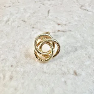 Single Vintage 14 Karat Yellow Gold Love Knot Stud Earring