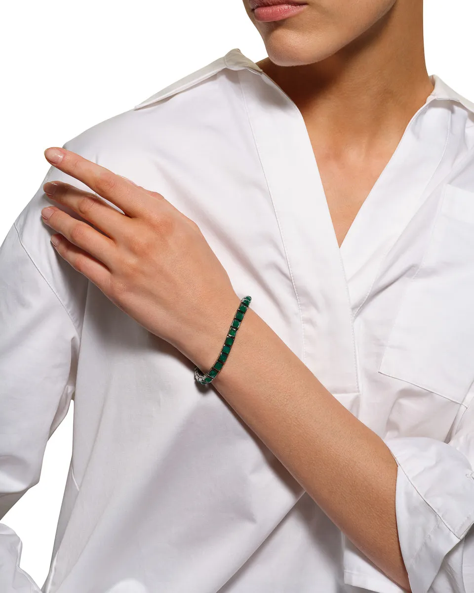 Small Tile Tennis Bracelet - Green Onyx