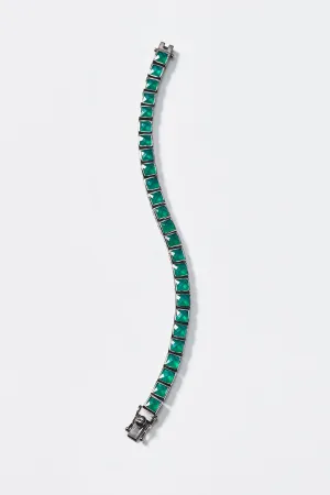 Small Tile Tennis Bracelet - Green Onyx