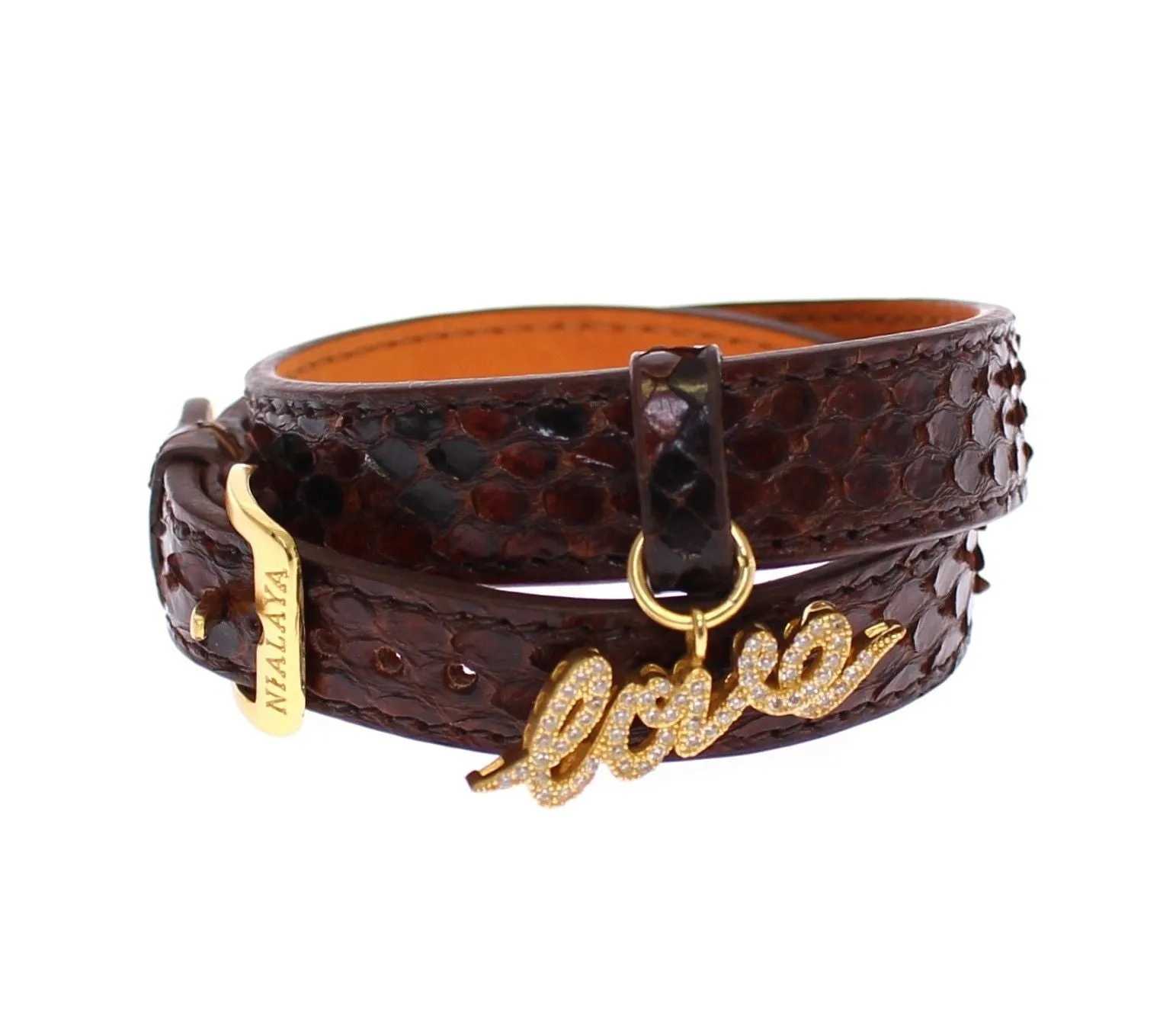 Snakeskin CZ LOVE 18K Gold 925 Silver Bracelet