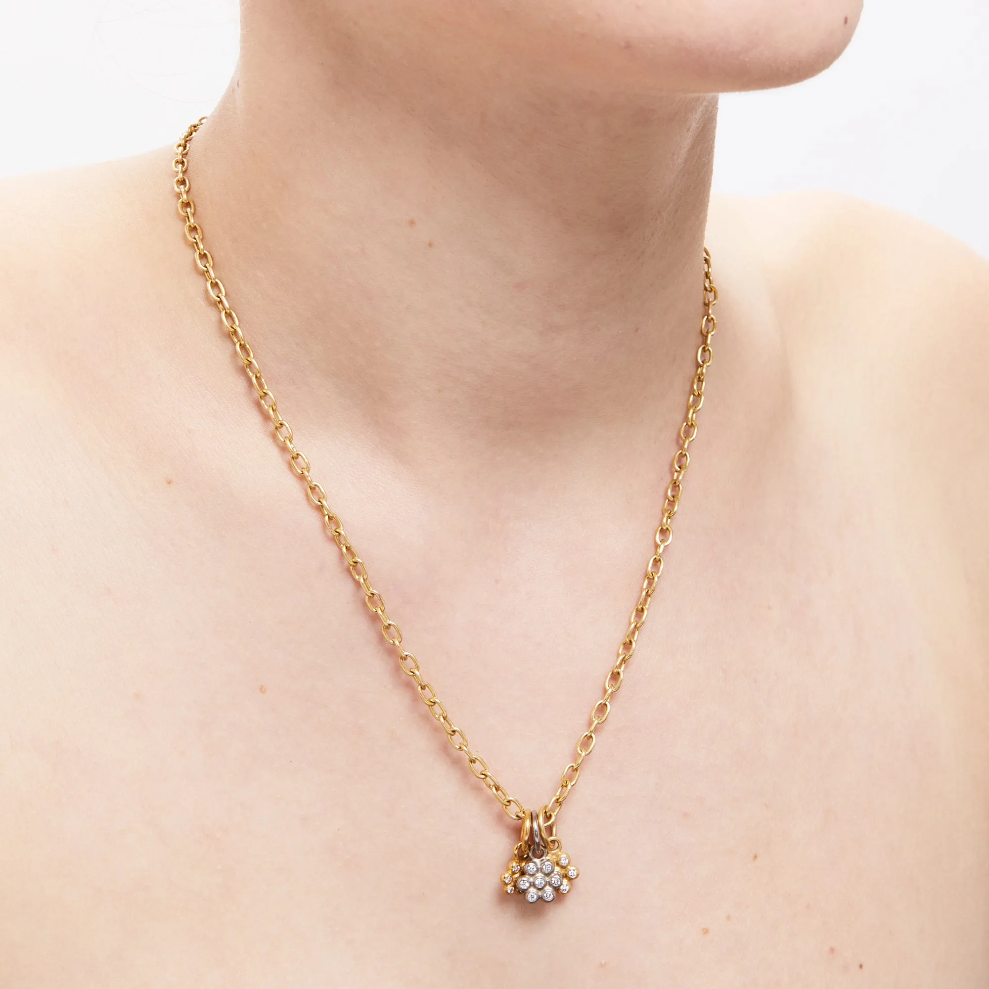 Snowdrop Small Diamond Pendant in 22K Apricot Gold