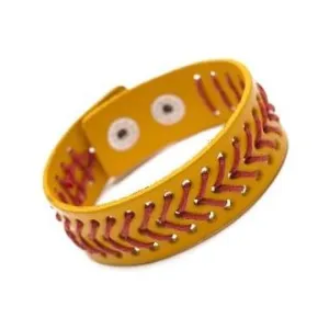 SOFTBALL LEATHER SNAP BRACELET