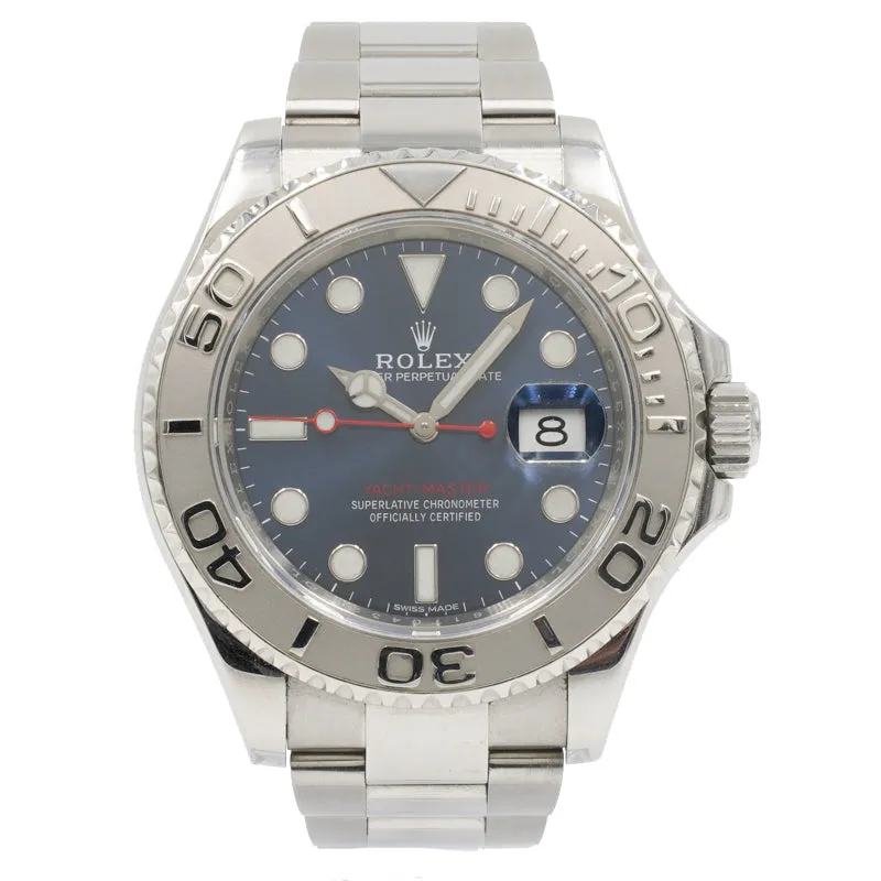 SOLD - 8/02/22 - Rolex Yachtmaster 116622 Blue Dial Platinum Bezel 40mm
