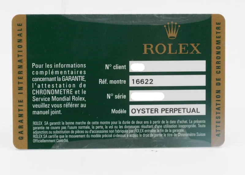 SOLD - Rolex Yachtmaster 16622 Circa 2008 Platinum Dial and Bezel 40mm