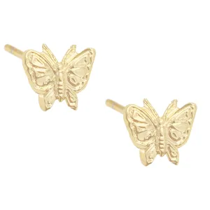 Solid Butterfly Stud Earring 14K