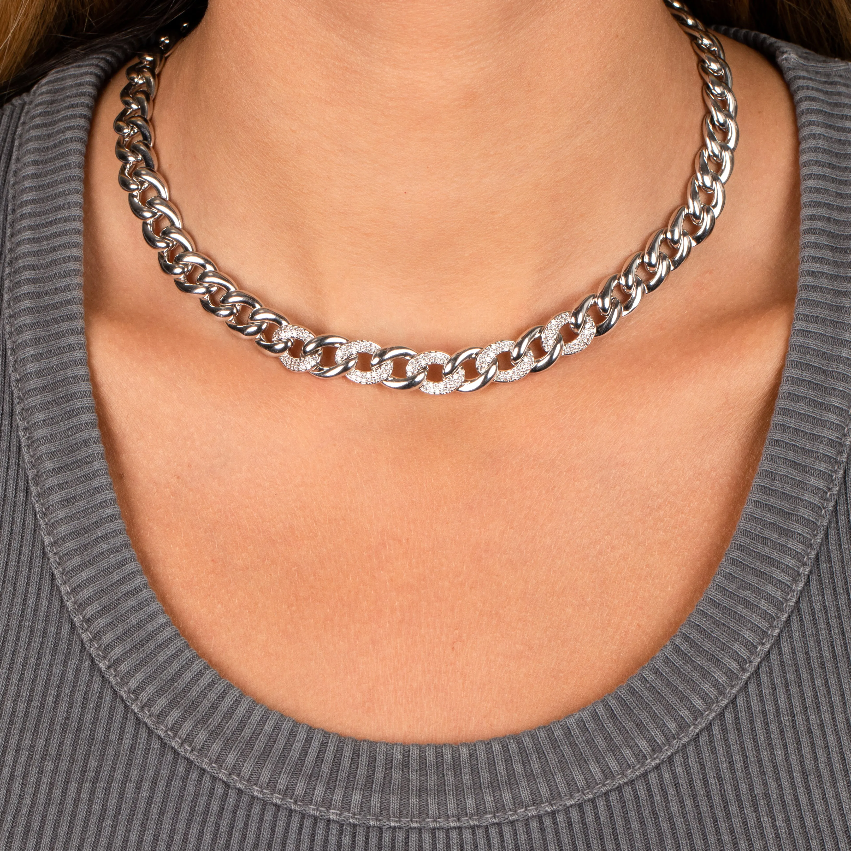 Solid/Pavé Chunky Cuban Link Necklace