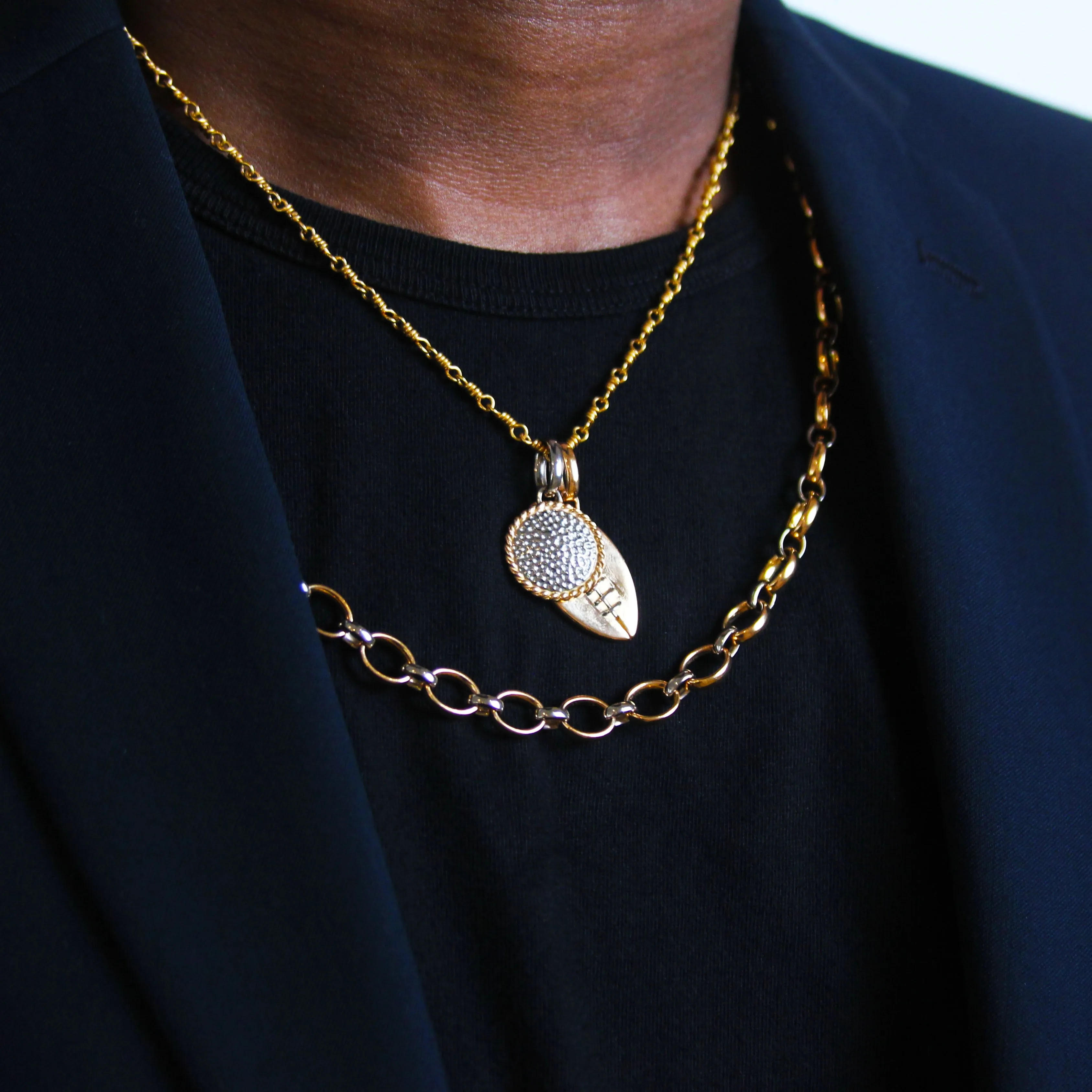 Sonoma Mixed Link Two Tone Necklace 22K Apricot Gold and 18K Alpine Gold