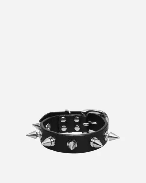 Spike Leather Bracelet Black