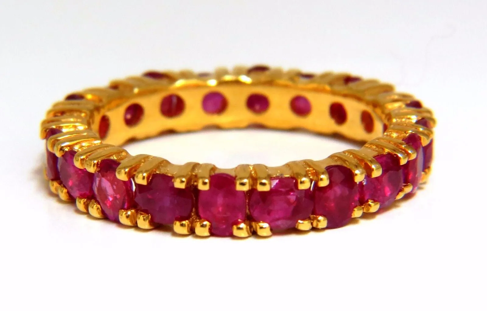 Stackable Ruby Diamonds eternity Ring 14kt Natural Vivid Reds Stacking 7.42ct