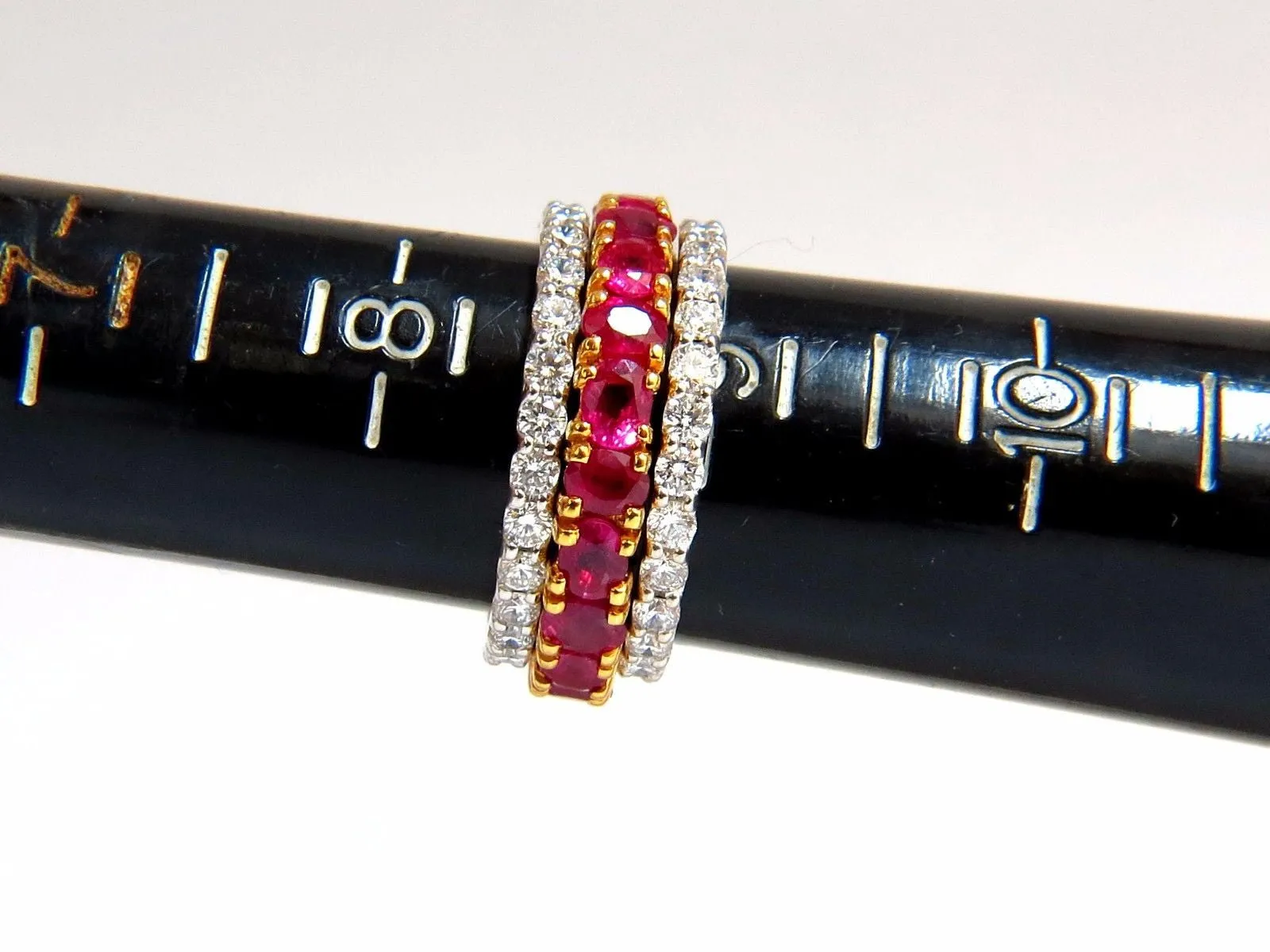 Stackable Ruby Diamonds eternity Ring 14kt Natural Vivid Reds Stacking 7.42ct